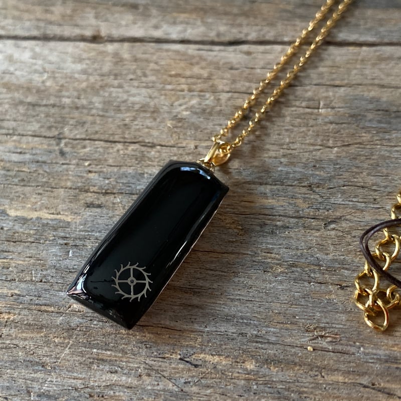 new!!】antique rectangle dial necklace K18GP 