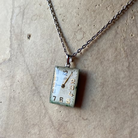 antique  rectangle white dial necklace "eastern europe"【K0749】