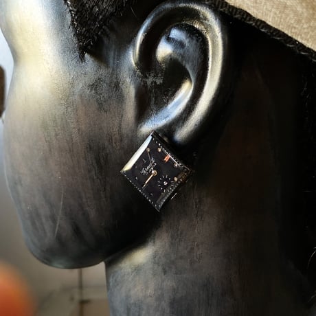 【企画展作品】antique dial square rhombus pierced earrings【something special/S0022】