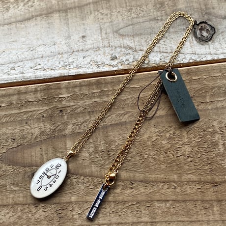 antique oval dial necklace K18GP 【K0880】