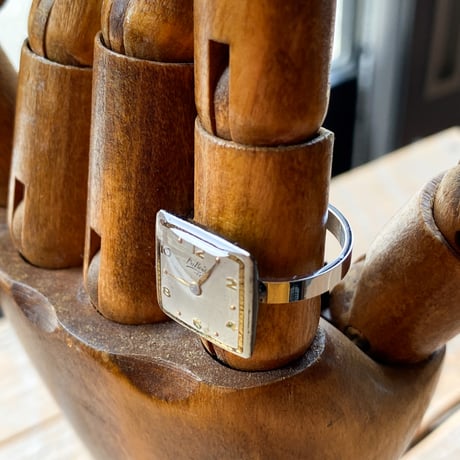 antique square dial ring "DUBOIS" #15【K0838】