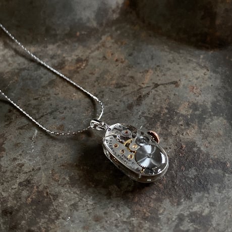 antique movement necklace“USA ELGIN”【K0741】