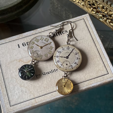 【企画展作品】antique double dial hook pierced earrings【something special/S0018】