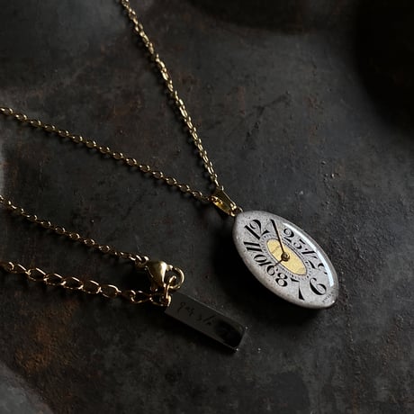 antique dial necklace K18GP "1920's art nouveau" ボックス付【K0751▲】
