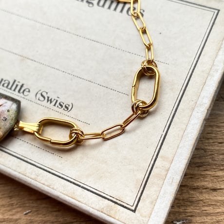 antique copper tonneau dial bracelet K18GP "MONARCH"【K0914】