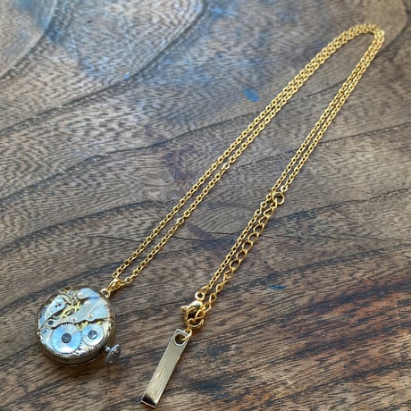 antique dial&movement necklace K18GP【K0826】