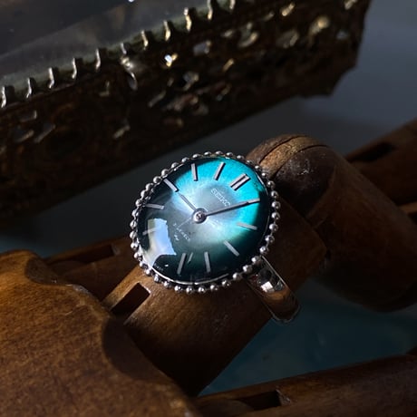 【企画展作品】antique lightgreen dial ring "CITIZEN" SV925 #15【something special/S0016】