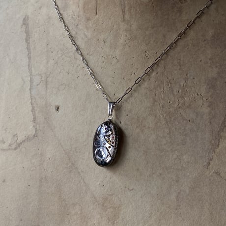 antique movement necklace "USA BULOVA" SV925(ボックス付)【K0964】