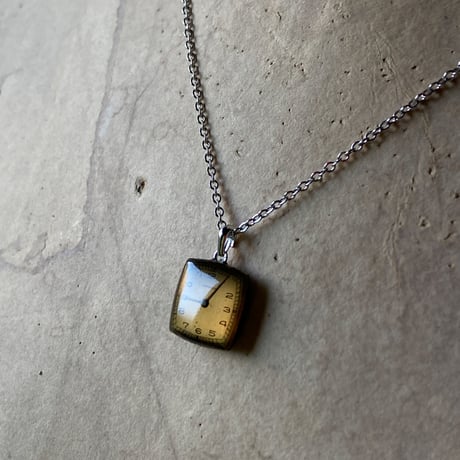 antique square dial necklace "TAVANNES"【K0733】