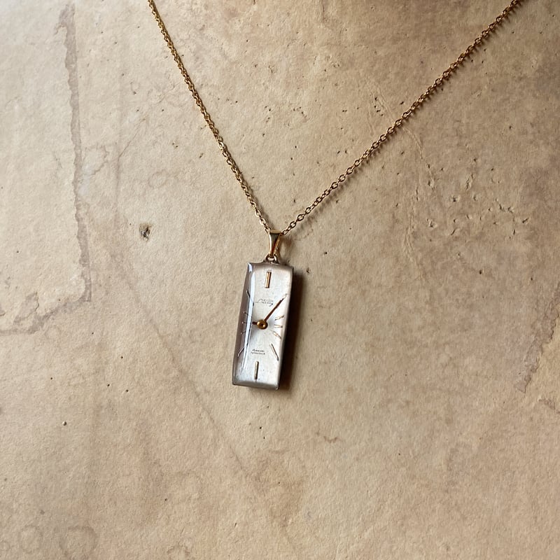 new!!】antique rectangle dial necklace K18GP 
