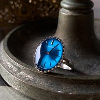 antique skyblue dial ring "SEIKO" SV925 #15【再掲/S0013】
