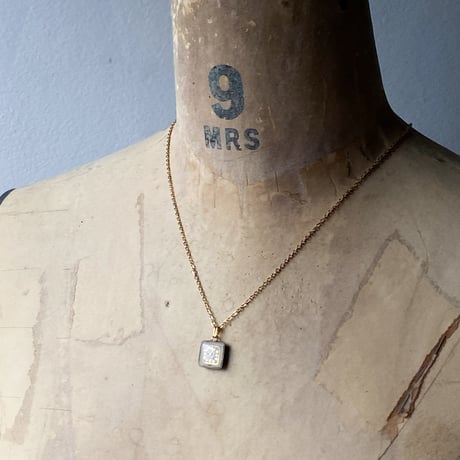 antique square dial necklace K18GP【K0742】