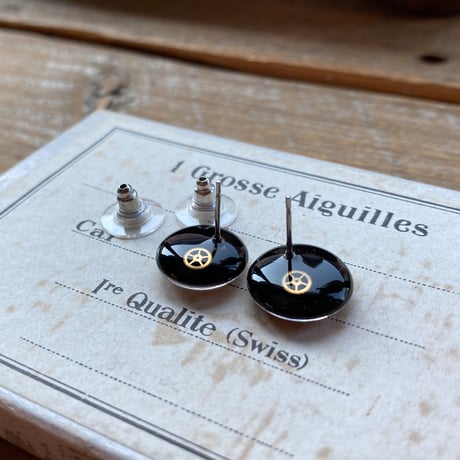 antique small round dial earrings【K0851】