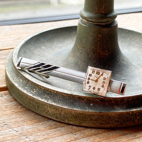 antique square dial tiepin "ELGIN"【K0849】