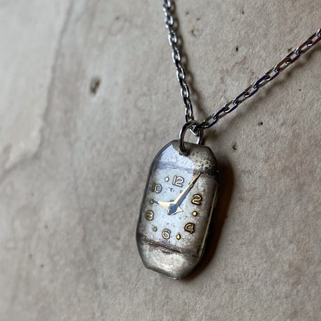 antique square dial necklace 【K0546】