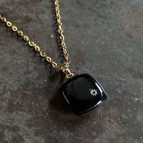 antique square dial necklace K18GP【K0779】