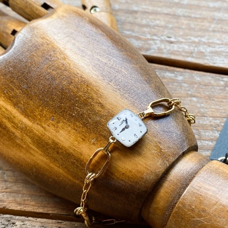antique square dial bracelet K18GP【K0834】