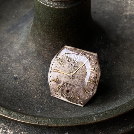 antique dial brooch "ELGIN deluxe"【K0918】