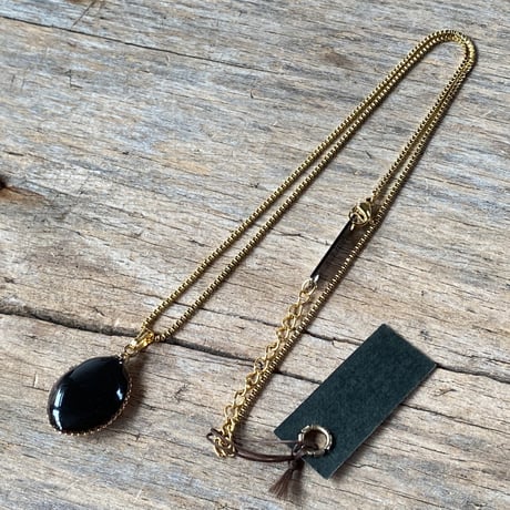 antique teardrop dial silhouette necklace "copper tone"【K0986】