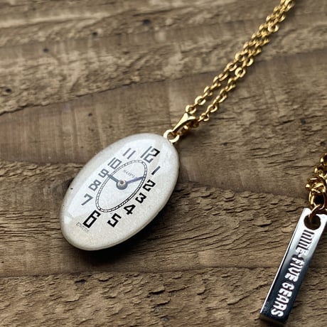 antique oval dial necklace K18GP 【K0880】