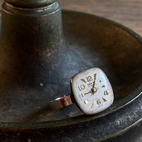 antique square dial ring #14 (ボックス付)【K0730】