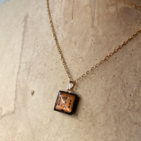 antique square dial necklace K18GP【K0813】