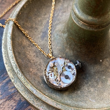 antique dial&movement necklace K18GP【K0826】