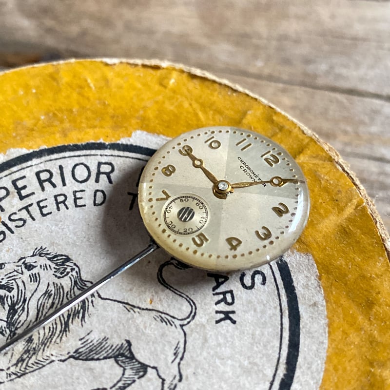 K0685】antique dial hatpin/lapel pin | 9時5分の歯車