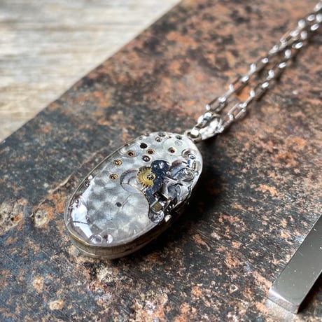 antique movement necklace "USA BULOVA" SV925(ボックス付)【K0964】