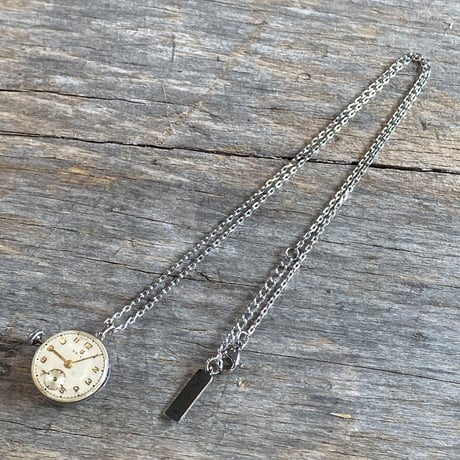 antique dial&movement reversible necklace "seikosha"【K0539】