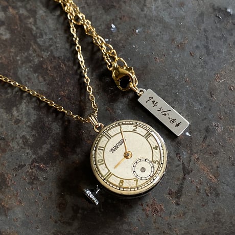 antique dial&movement necklace K18GP【K0778】