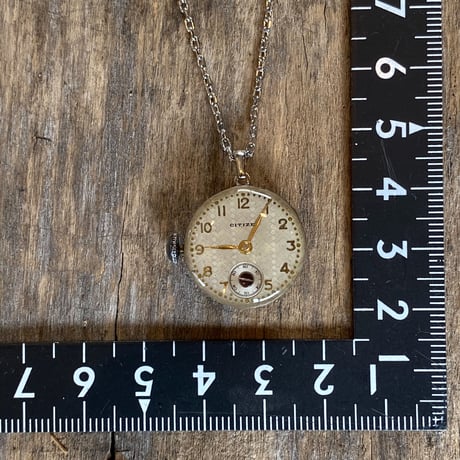 antique dial&movement reversible necklace "citizen"【K0540】