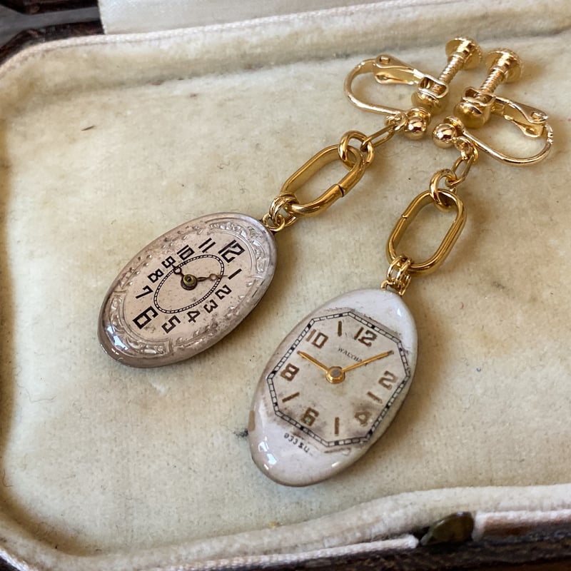 new!!】antique oval dial hook earrings gold sta