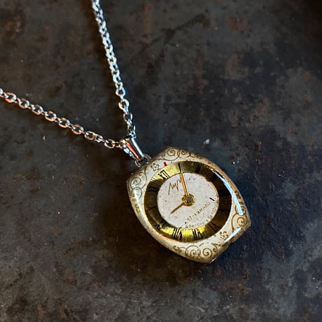 antique tonneau dial necklace "eastern europe"  【K0732】