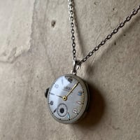 antique dial&movement reversible necklace【K0558】