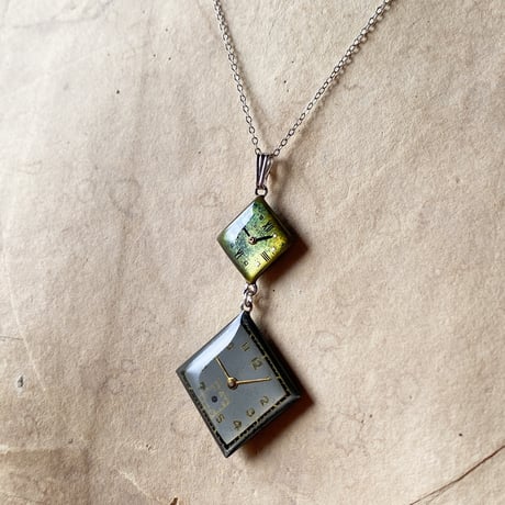 【企画展作品】antique square double dial long necklace SV925【something special/S0002】