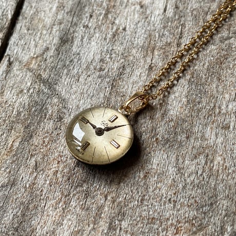 【new!!】antique round dial necklace K18GP 【K1016】