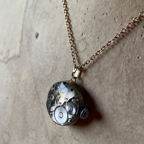 【K0663】antique dial&movement necklace K18GP