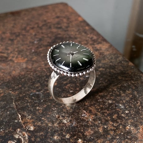 【企画展作品】antique lightgreen dial ring "ORIENT" SV925 #9【something special/S0015】
