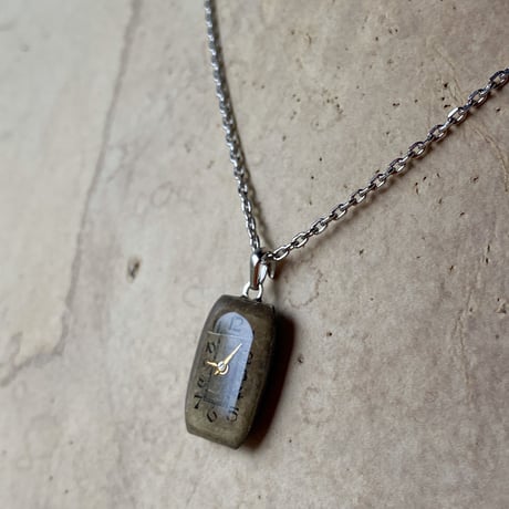 【K0656】antique rectangle dial necklace