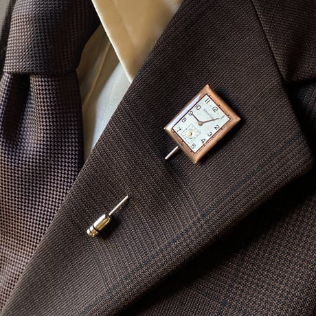 【企画展作品】antique square dial hatpin/lapelpin 【something special/S0028】