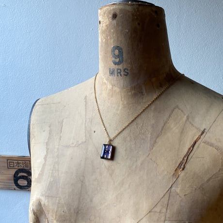 antique  rectangle blue dial necklace "eastern europe"【K0750】