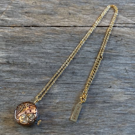 antique dial&copper movement  reversible necklace【K0575】