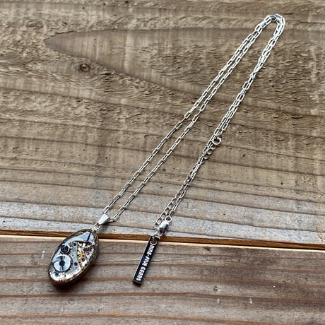 antique movement necklace "USA BULOVA" SV925(ボックス付)【K0881】