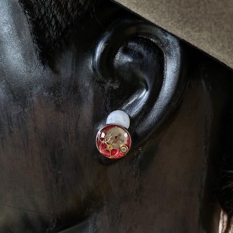 CLOPOA standard earrings metallic red【K0550】