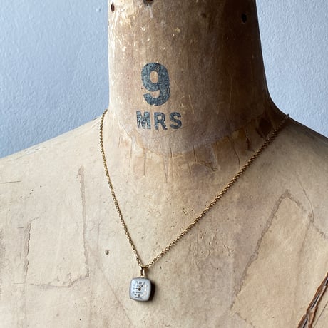 antique square dial necklace K18GP【K0779】