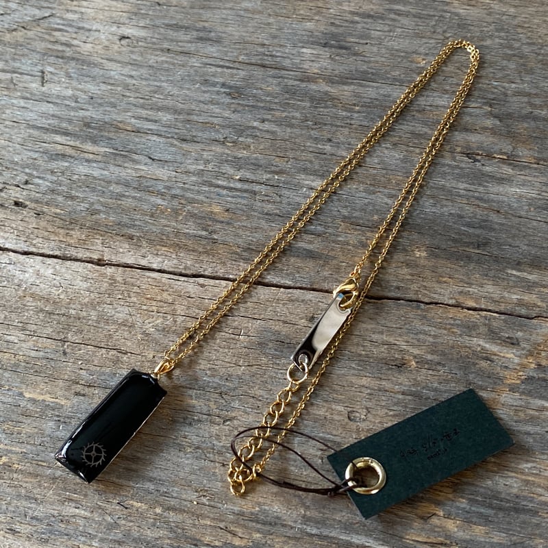 new!!】antique rectangle dial necklace K18GP 