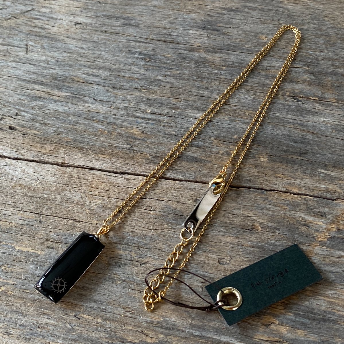 new!!】antique rectangle dial necklace K18GP 