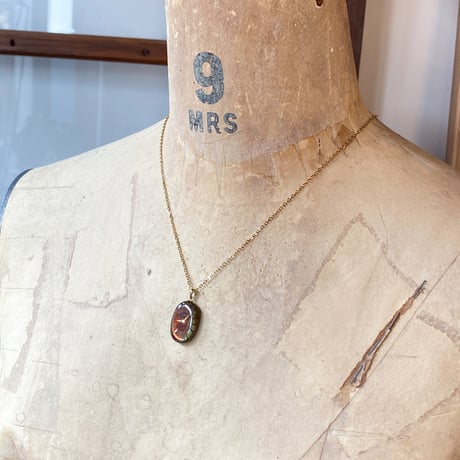 antique oval dial necklace "eastern europe"【K0795】