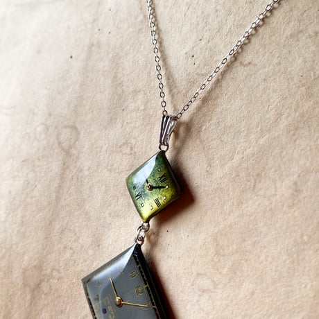【企画展作品】antique square double dial long necklace SV925【something special/S0002】